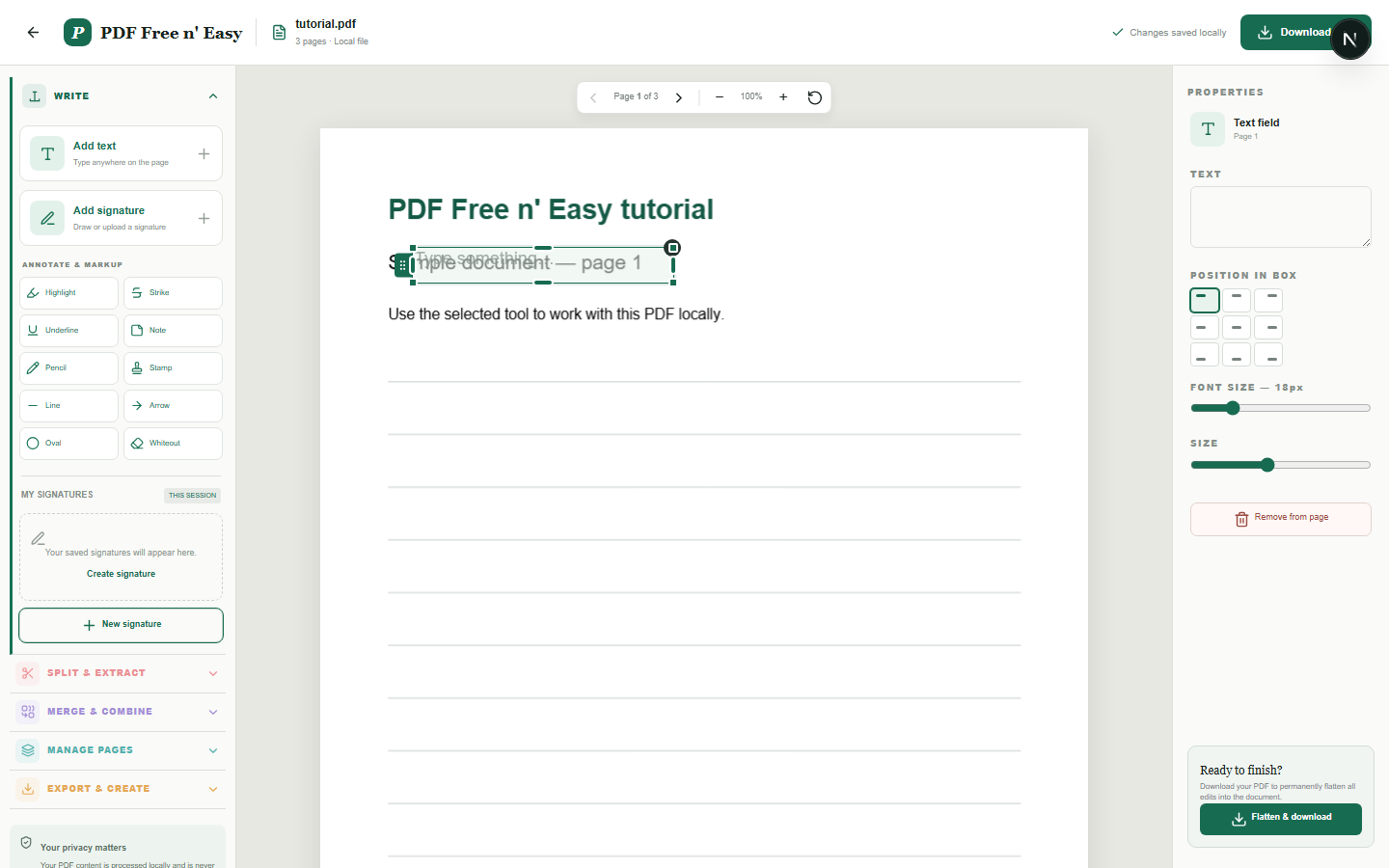 Add text to a PDF online—without an upload workflow in HandyGrid